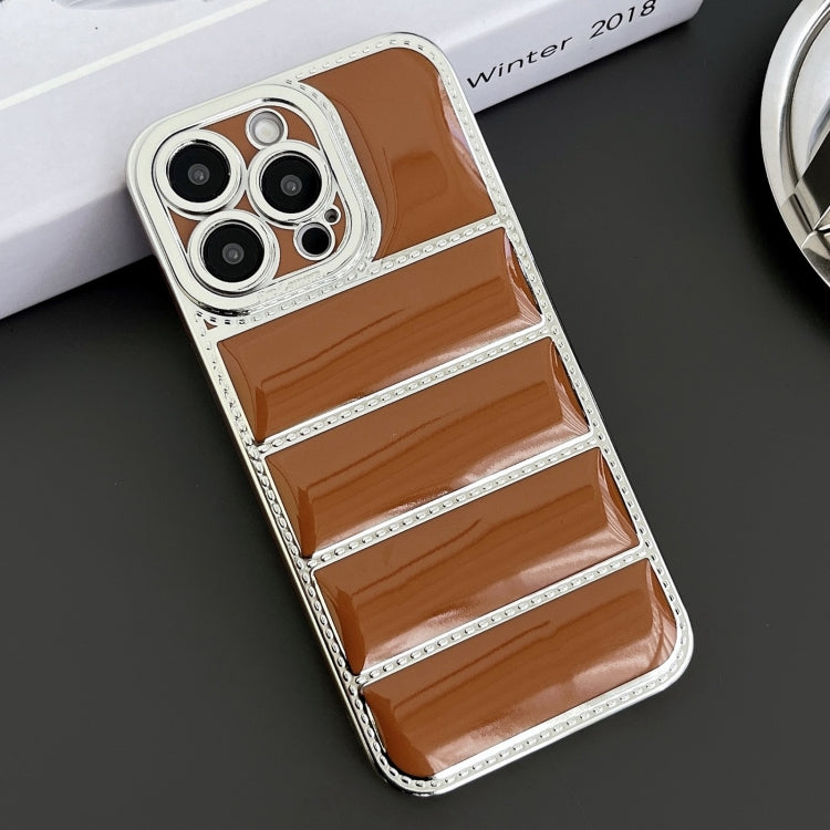 Electroplated Silver Edge Eiderdown TPU Phone Case, For iPhone 16 Pro Max, For iPhone 16 Pro, For iPhone 16 Plus