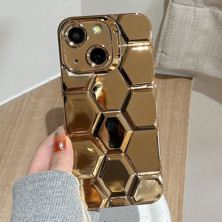 Electroplating Laser Engraving 3D Honeycomb TPU Phone Case, For iPhone 15 Pro Max, For iPhone 15 Pro, For iPhone 15, For iPhone 14