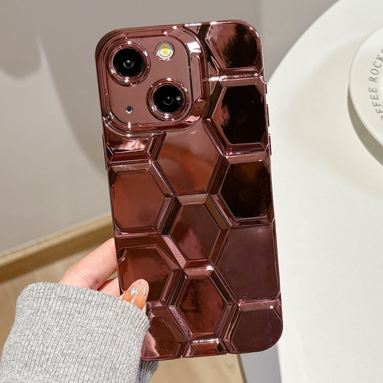 Electroplating Laser Engraving 3D Honeycomb TPU Phone Case, For iPhone 15 Pro Max, For iPhone 15 Pro, For iPhone 15, For iPhone 14