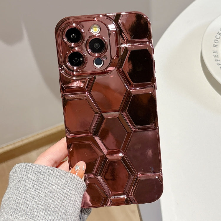 Electroplating Laser Engraving 3D Honeycomb TPU Phone Case, For iPhone 15 Pro Max, For iPhone 15 Pro, For iPhone 15, For iPhone 14