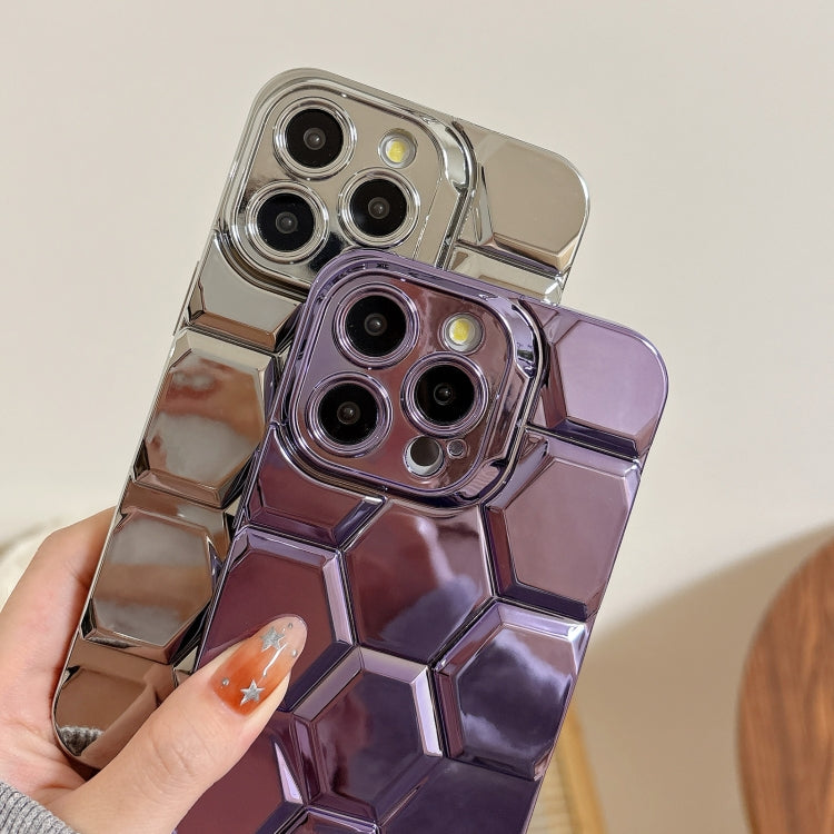 Electroplating Laser Engraving 3D Honeycomb TPU Phone Case, For iPhone 15 Pro Max, For iPhone 15 Pro, For iPhone 15, For iPhone 14