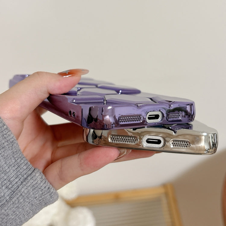 Electroplating Laser Engraving 3D Honeycomb TPU Phone Case, For iPhone 15 Pro Max, For iPhone 15 Pro, For iPhone 15, For iPhone 14