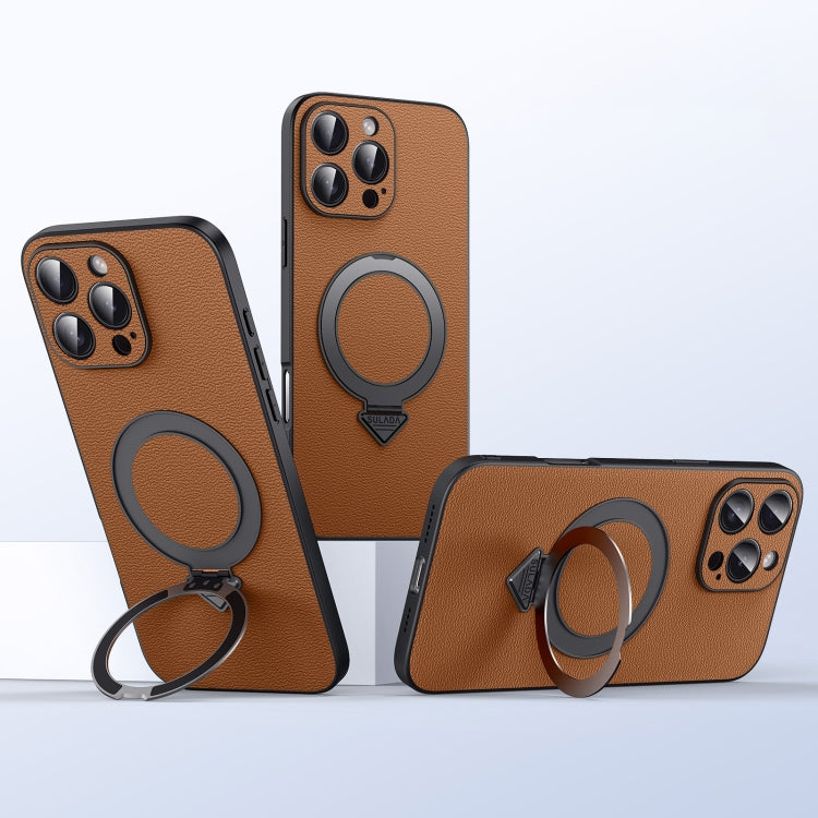 SULADA Top Grain Leather MagSafe Magnetic Holder Phone Case, For iPhone 16 Pro Max, For iPhone 16 Pro, For iPhone 16 Plus, For iPhone 16, For iPhone 15 Pro Max, For iPhone 15 Pro