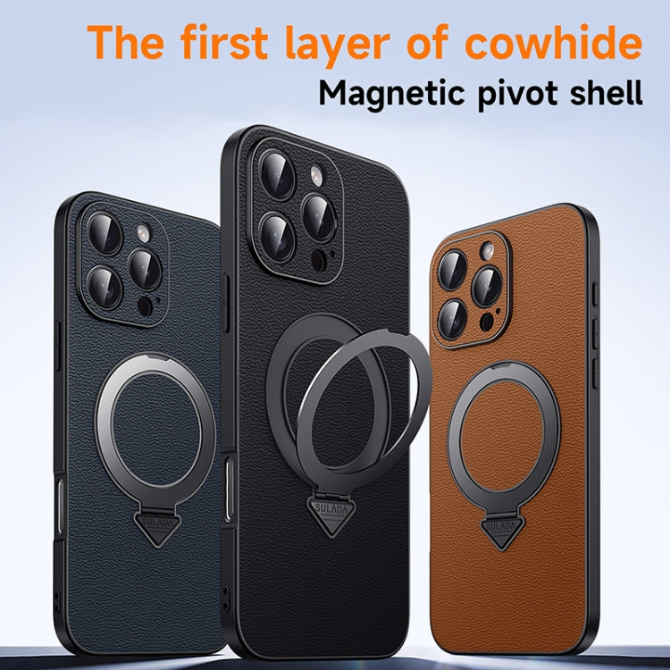 SULADA Top Grain Leather MagSafe Magnetic Holder Phone Case, For iPhone 16 Pro Max, For iPhone 16 Pro, For iPhone 16 Plus, For iPhone 16, For iPhone 15 Pro Max, For iPhone 15 Pro