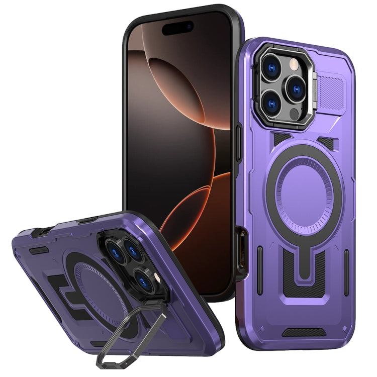 Shield Hollow Frame Holder MagSafe Phone Case, For iPhone 16 Pro Max, For iPhone 16 Pro, For iPhone 16 Plus