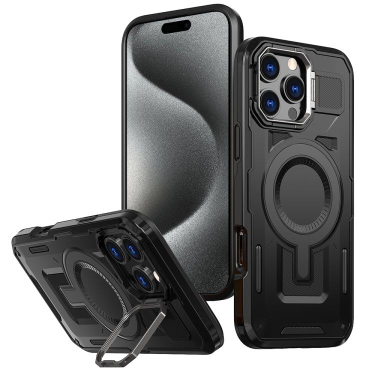 Shield Hollow Frame Holder MagSafe Phone Case, For iPhone 16, For iPhone 15 Pro Max, For iPhone 15 Pro