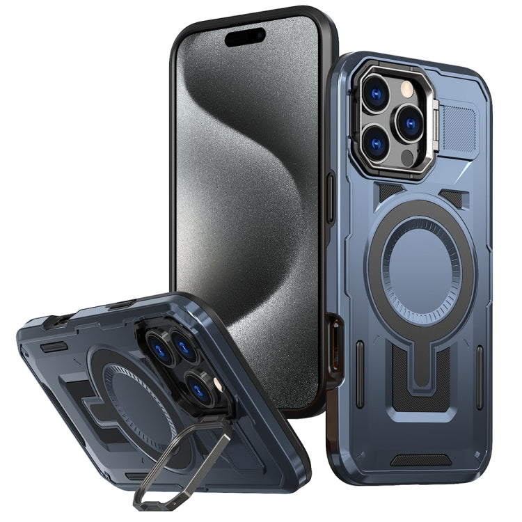 Shield Hollow Frame Holder MagSafe Phone Case, For iPhone 16, For iPhone 15 Pro Max, For iPhone 15 Pro
