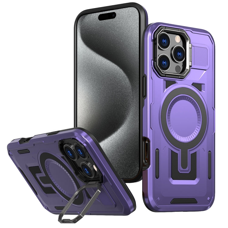 Shield Hollow Frame Holder MagSafe Phone Case, For iPhone 16, For iPhone 15 Pro Max, For iPhone 15 Pro