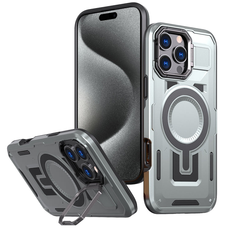 Shield Hollow Frame Holder MagSafe Phone Case, For iPhone 16, For iPhone 15 Pro Max, For iPhone 15 Pro
