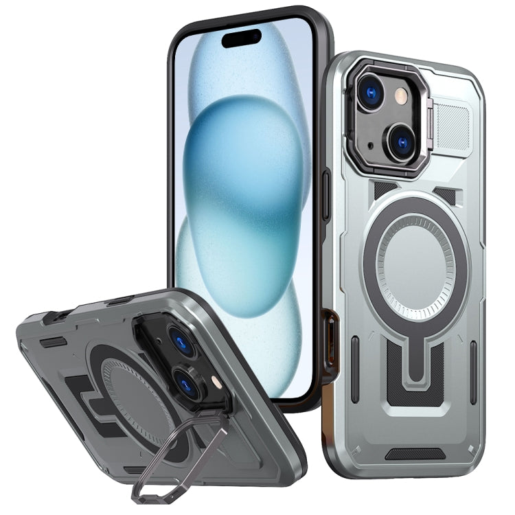 Shield Hollow Frame Holder MagSafe Phone Case, For iPhone 15 Plus, For iPhone 15, For iPhone 14 Plus