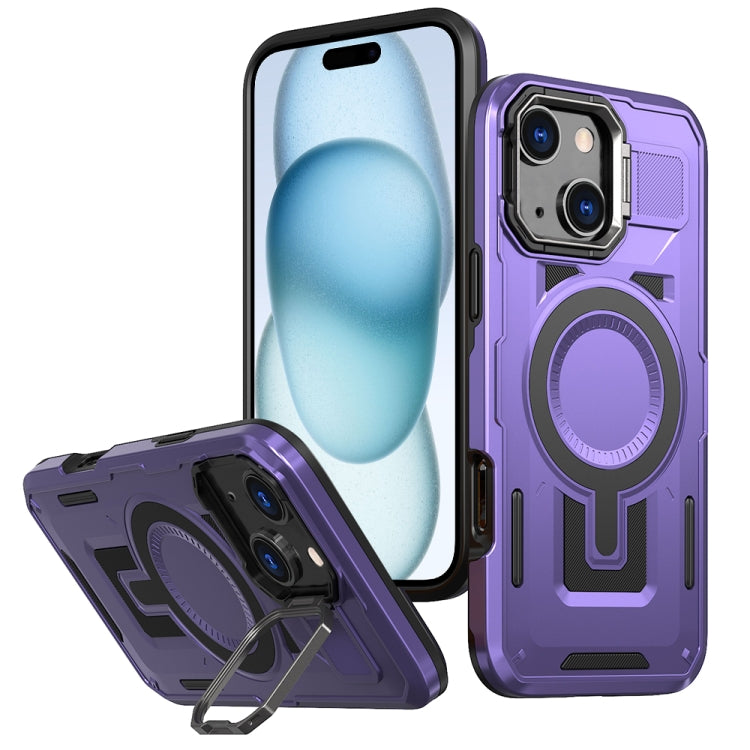 Shield Hollow Frame Holder MagSafe Phone Case, For iPhone 15 Plus, For iPhone 15, For iPhone 14 Plus