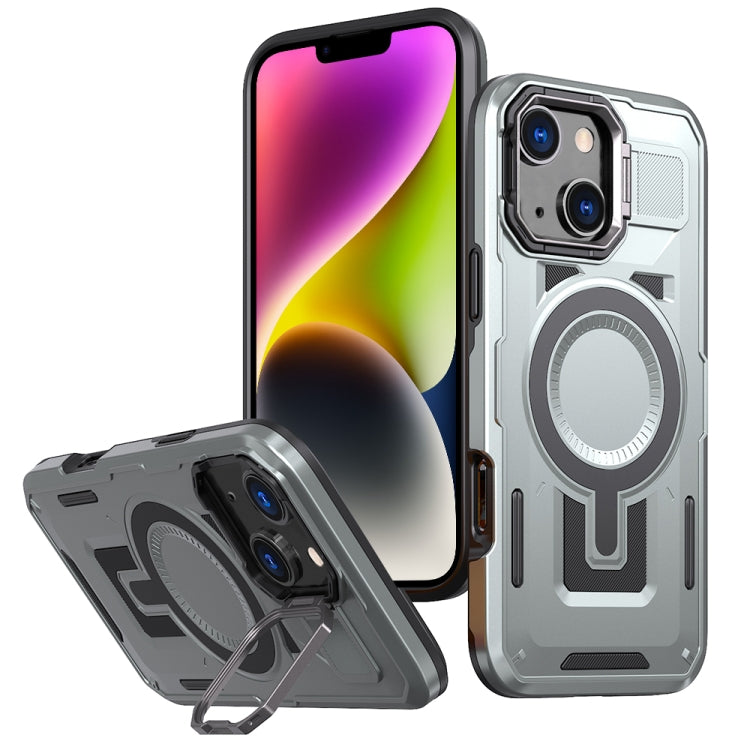 Shield Hollow Frame Holder MagSafe Phone Case, For iPhone 15 Plus, For iPhone 15, For iPhone 14 Plus