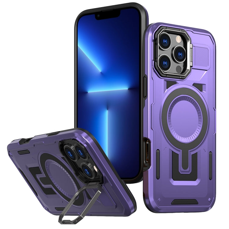 Shield Hollow Frame Holder MagSafe Phone Case, For iPhone 14, For iPhone 14 Pro, For iPhone 13 Pro Max