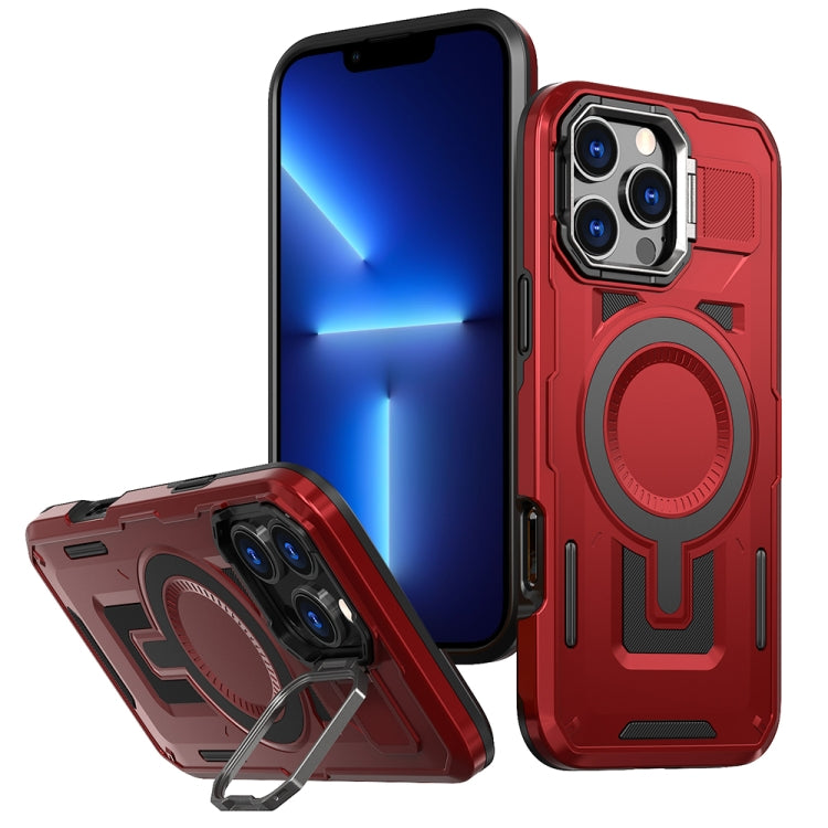 Shield Hollow Frame Holder MagSafe Phone Case, For iPhone 13 Pro, For iPhone 13, For iPhone 12 / 12 Pro