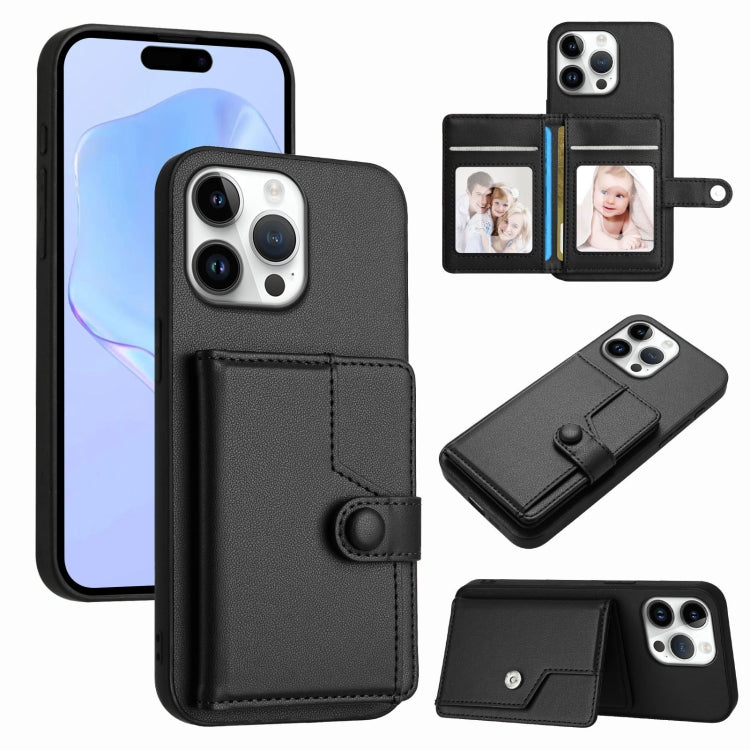 Button Card Bag RFID Anti-theft Phone Case, For iPhone 16 Pro Max, For iPhone 16 Pro, For iPhone 16 Plus, For iPhone 16