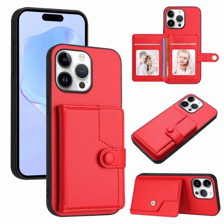 Button Card Bag RFID Anti-theft Phone Case, For iPhone 16 Pro Max, For iPhone 16 Pro, For iPhone 16 Plus, For iPhone 16