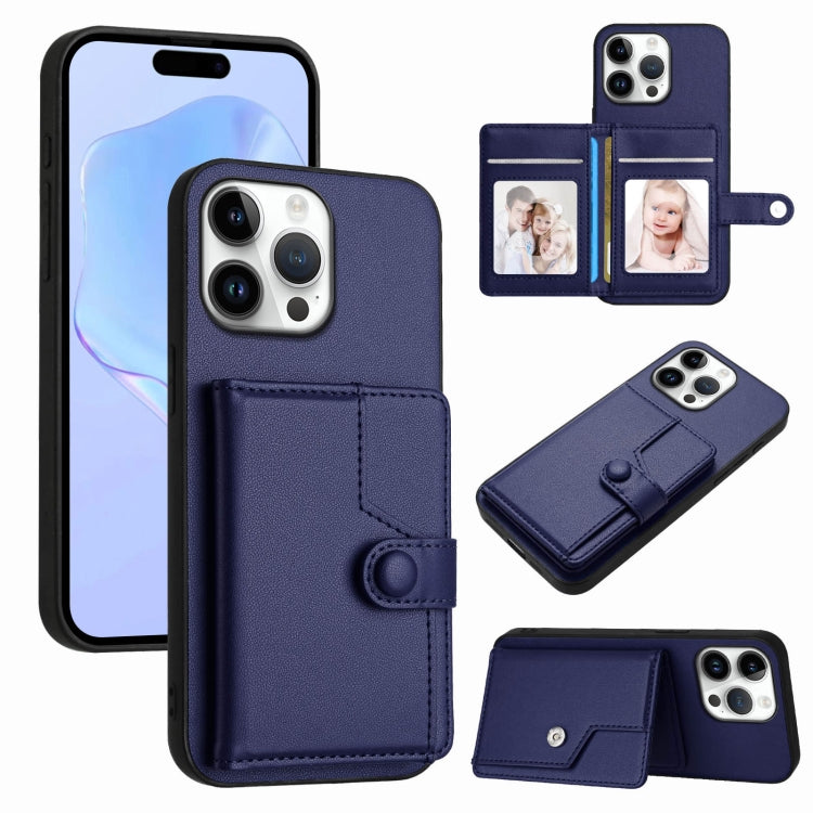 Button Card Bag RFID Anti-theft Phone Case, For iPhone 16 Pro Max, For iPhone 16 Pro, For iPhone 16 Plus, For iPhone 16