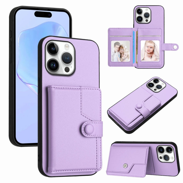 Button Card Bag RFID Anti-theft Phone Case, For iPhone 16 Pro Max, For iPhone 16 Pro, For iPhone 16 Plus, For iPhone 16