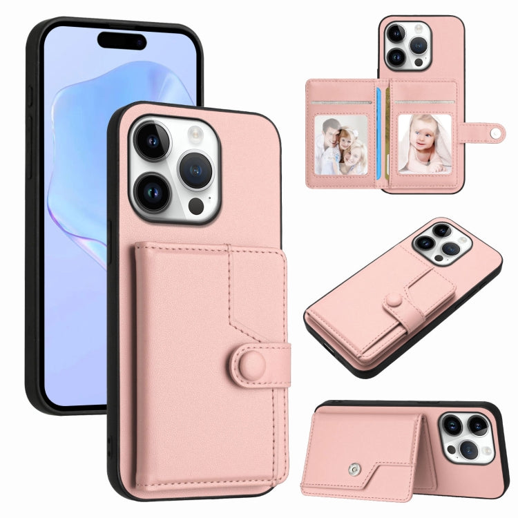 Button Card Bag RFID Anti-theft Phone Case, For iPhone 16 Pro Max, For iPhone 16 Pro, For iPhone 16 Plus, For iPhone 16