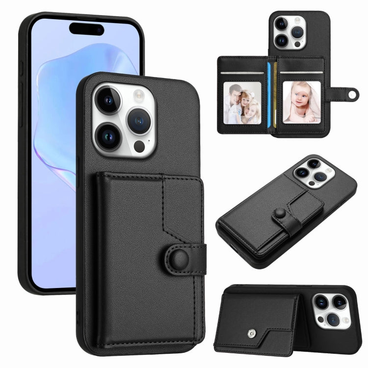 Button Card Bag RFID Anti-theft Phone Case, For iPhone 16 Pro Max, For iPhone 16 Pro, For iPhone 16 Plus, For iPhone 16