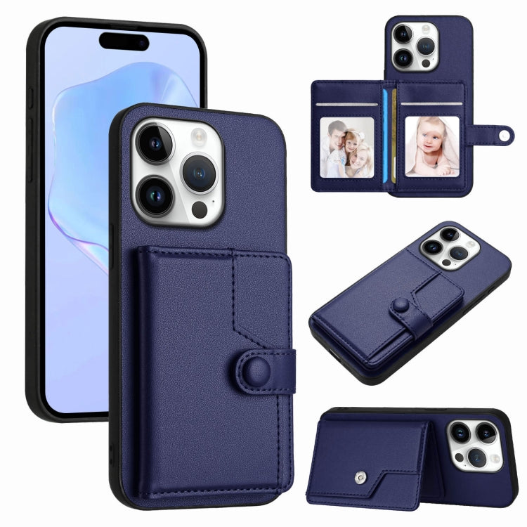 Button Card Bag RFID Anti-theft Phone Case, For iPhone 16 Pro Max, For iPhone 16 Pro, For iPhone 16 Plus, For iPhone 16