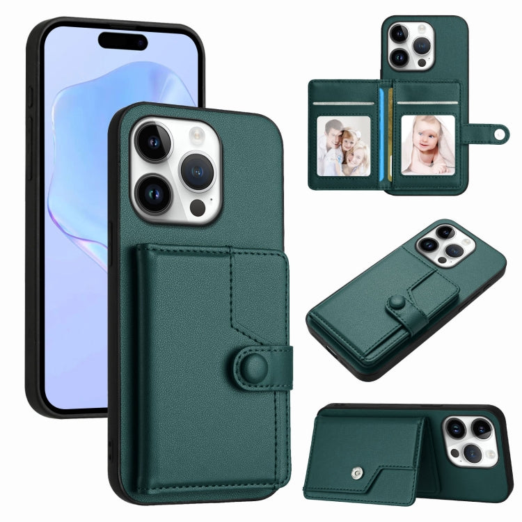 Button Card Bag RFID Anti-theft Phone Case, For iPhone 16 Pro Max, For iPhone 16 Pro, For iPhone 16 Plus, For iPhone 16