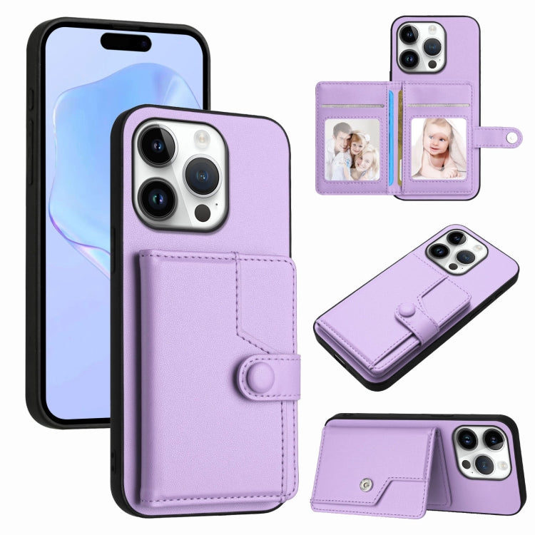 Button Card Bag RFID Anti-theft Phone Case, For iPhone 16 Pro Max, For iPhone 16 Pro, For iPhone 16 Plus, For iPhone 16
