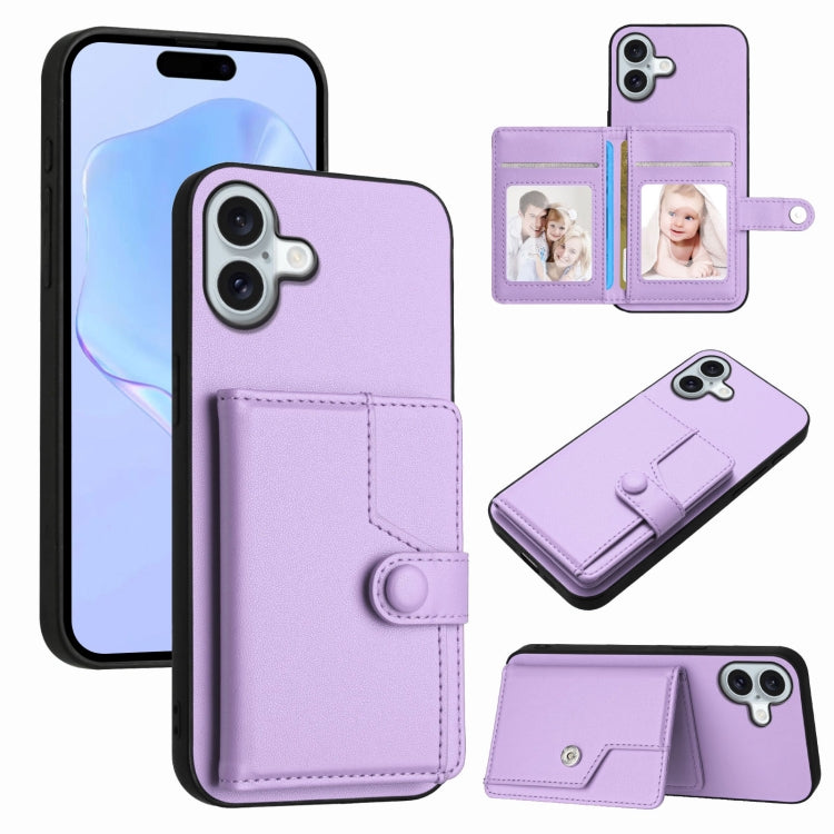 Button Card Bag RFID Anti-theft Phone Case, For iPhone 16 Pro Max, For iPhone 16 Pro, For iPhone 16 Plus, For iPhone 16