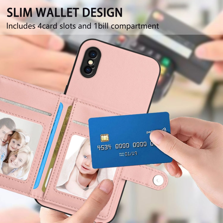 Button Card Bag RFID Anti-theft Phone Case, For iPhone XS / X, For iPhone XR, For iPhone XS Max, For iPhone 8 Plus / 7 Plus