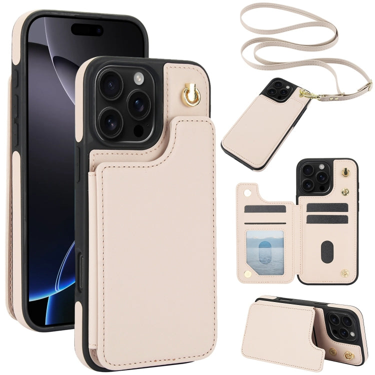 Crossbody Dual-Buckle Wallet Back Leather Phone Case, For iPhone 16 Pro Max, For iPhone 16 Pro, For iPhone 16 Plus, For iPhone 16