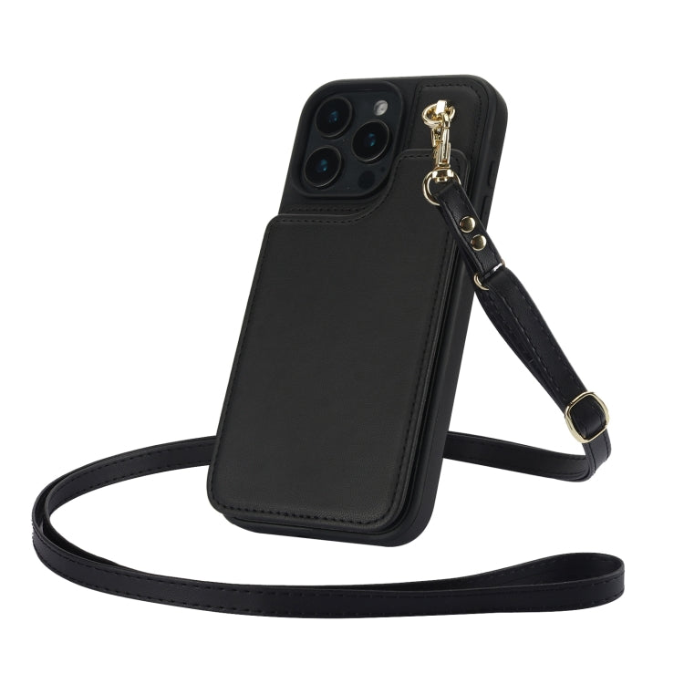 Crossbody Dual-Buckle Wallet Back Leather Phone Case, For iPhone 15 Pro Max, For iPhone 15 Pro, For iPhone 15 Plus, For iPhone 15