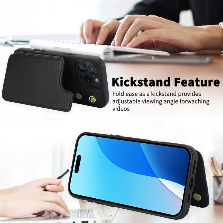 Crossbody Dual-Buckle Wallet Back Leather Phone Case, For iPhone 15 Pro Max, For iPhone 15 Pro, For iPhone 15 Plus, For iPhone 15