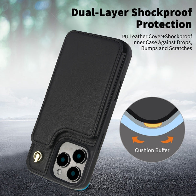 Crossbody Dual-Buckle Wallet Back Leather Phone Case, For iPhone 15 Pro Max, For iPhone 15 Pro, For iPhone 15 Plus, For iPhone 15