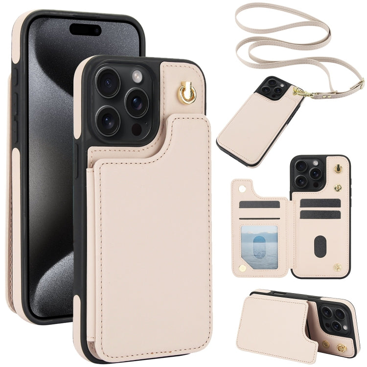 Crossbody Dual-Buckle Wallet Back Leather Phone Case, For iPhone 15 Pro Max, For iPhone 15 Pro, For iPhone 15 Plus, For iPhone 15