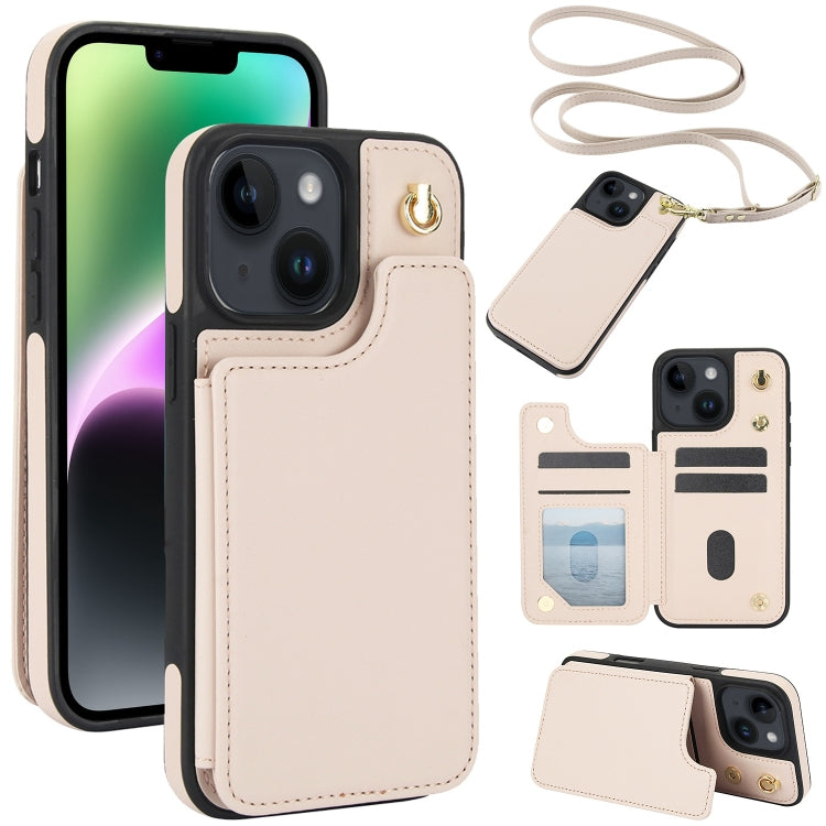 Crossbody Dual-Buckle Wallet Back Leather Phone Case, For iPhone 14 Plus, For iPhone 14 / 13, For iPhone 14 Pro, For iPhone 14 Pro Max