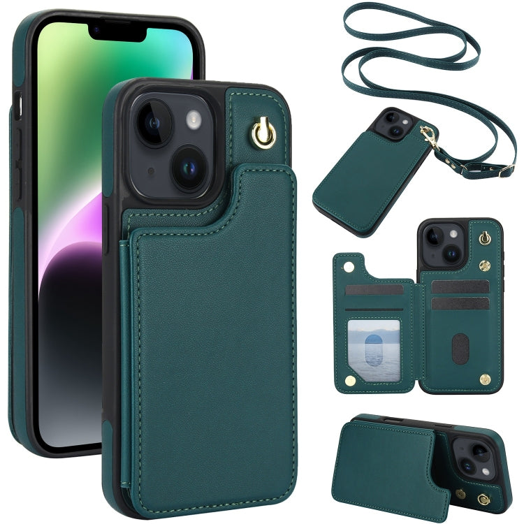 Crossbody Dual-Buckle Wallet Back Leather Phone Case, For iPhone 14 Plus, For iPhone 14 / 13, For iPhone 14 Pro, For iPhone 14 Pro Max