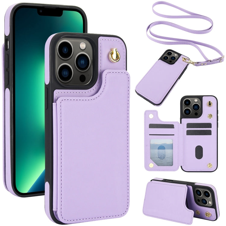Crossbody Dual-Buckle Wallet Back Leather Phone Case, For iPhone 13 Pro Max, For iPhone 13 Pro, For iPhone 12 / 12 Pro, For iPhone 12 Pro Max