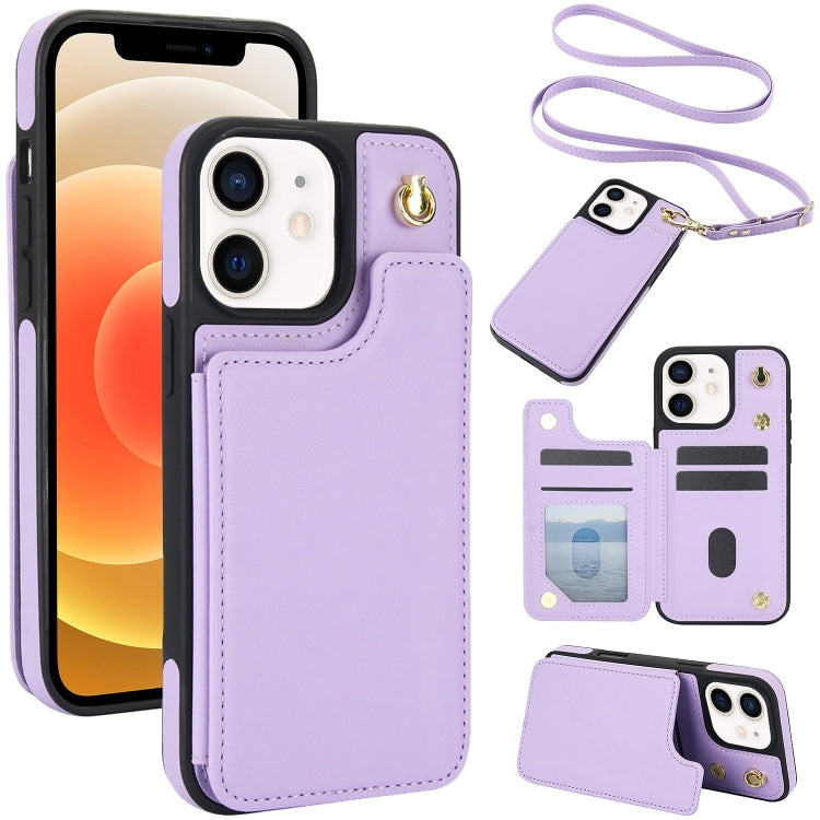 Crossbody Dual-Buckle Wallet Back Leather Phone Case, For iPhone 13 Pro Max, For iPhone 13 Pro, For iPhone 12 / 12 Pro, For iPhone 12 Pro Max