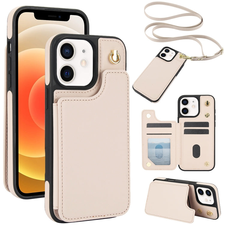 Crossbody Dual-Buckle Wallet Back Leather Phone Case, For iPhone 13 Pro Max, For iPhone 13 Pro, For iPhone 12 / 12 Pro, For iPhone 12 Pro Max