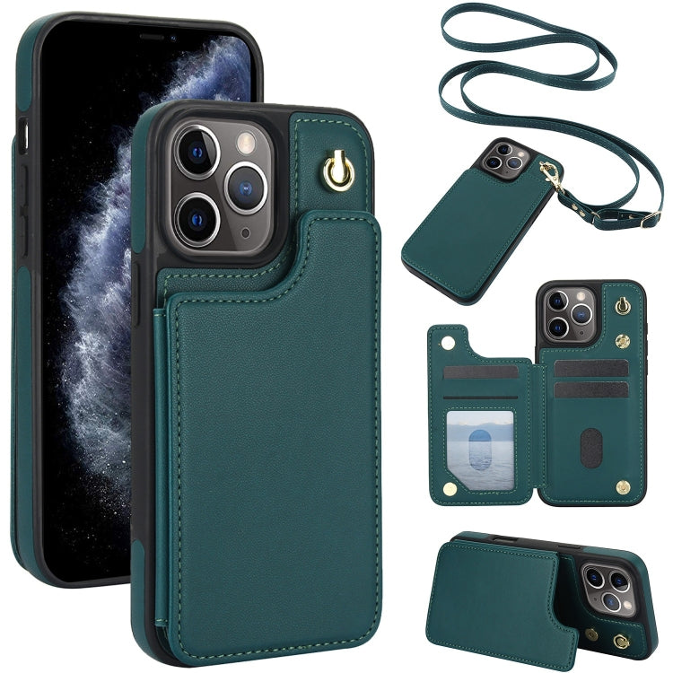 Crossbody Dual-Buckle Wallet Back Leather Phone Case, For iPhone 11 Pro Max, For iPhone 11, For iPhone 11 Pro