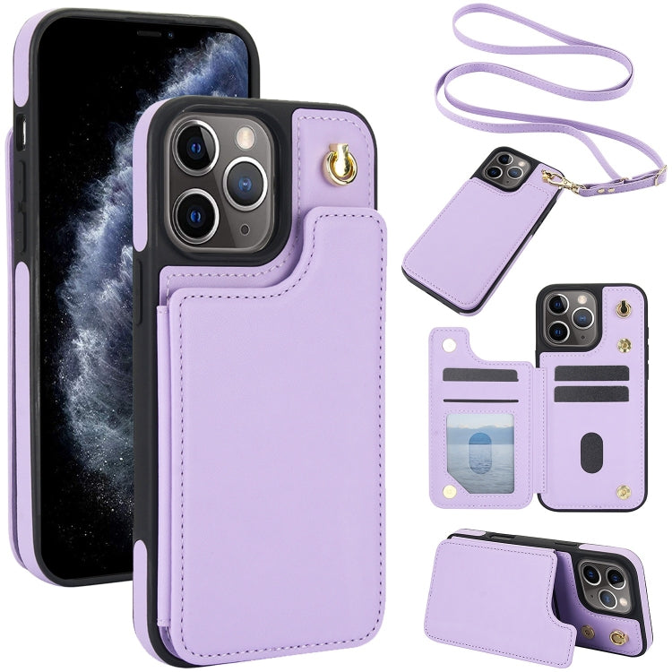 Crossbody Dual-Buckle Wallet Back Leather Phone Case, For iPhone 11 Pro Max, For iPhone 11, For iPhone 11 Pro