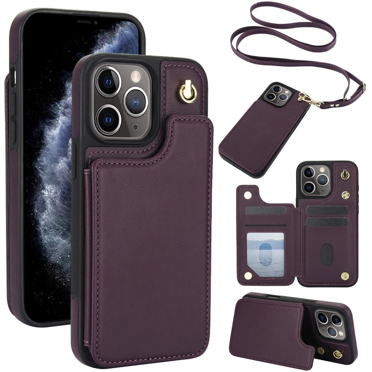 Crossbody Dual-Buckle Wallet Back Leather Phone Case, For iPhone 11 Pro Max, For iPhone 11, For iPhone 11 Pro