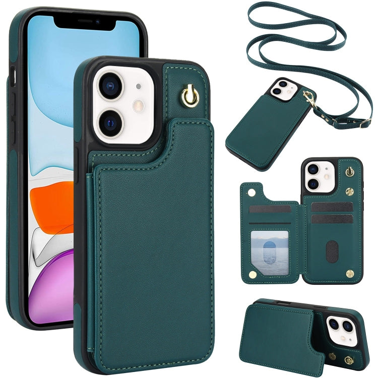 Crossbody Dual-Buckle Wallet Back Leather Phone Case, For iPhone 11 Pro Max, For iPhone 11, For iPhone 11 Pro