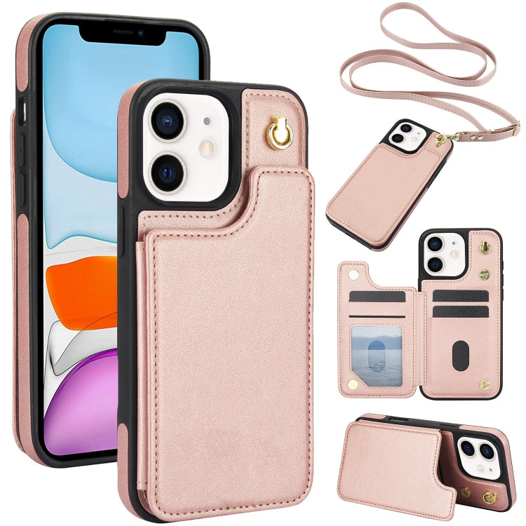 Crossbody Dual-Buckle Wallet Back Leather Phone Case, For iPhone 11 Pro Max, For iPhone 11, For iPhone 11 Pro