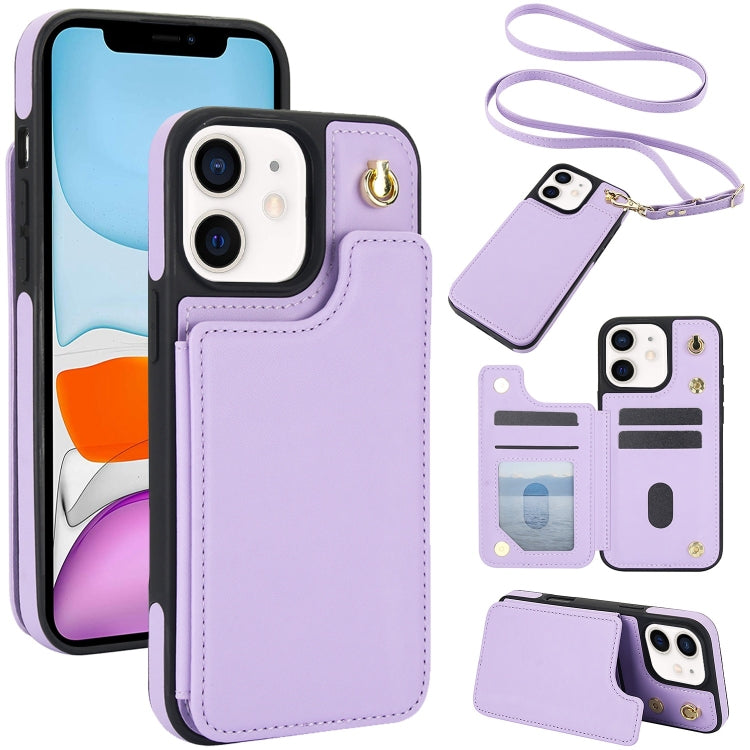 Crossbody Dual-Buckle Wallet Back Leather Phone Case, For iPhone 11 Pro Max, For iPhone 11, For iPhone 11 Pro