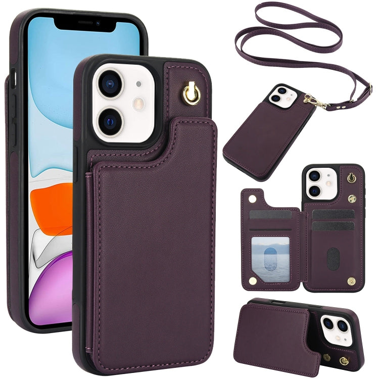 Crossbody Dual-Buckle Wallet Back Leather Phone Case, For iPhone 11 Pro Max, For iPhone 11, For iPhone 11 Pro