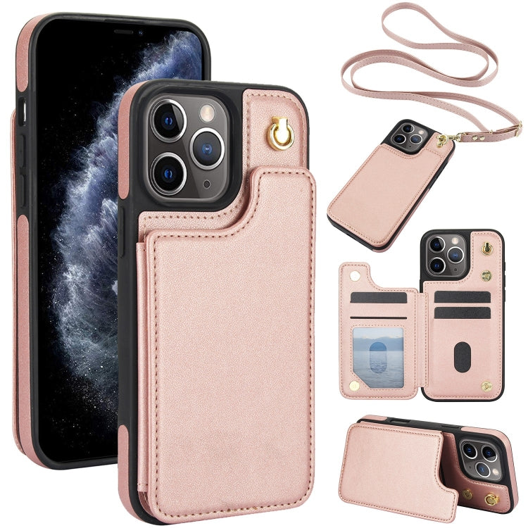 Crossbody Dual-Buckle Wallet Back Leather Phone Case, For iPhone 11 Pro Max, For iPhone 11, For iPhone 11 Pro