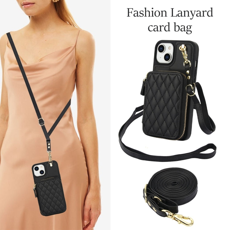 AwQuer Crossbody Zipper Wallet Rhombic Leather Back Phone Case