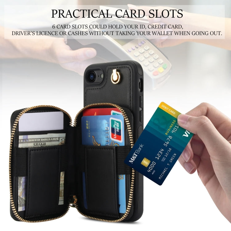 AwQuer Crossbody Zipper Wallet Rhombic Leather Back Phone Case, For iPhone 7 / 8 / SE 2022, For iPhone 13 Pro Max, For iPhone 13 Pro
