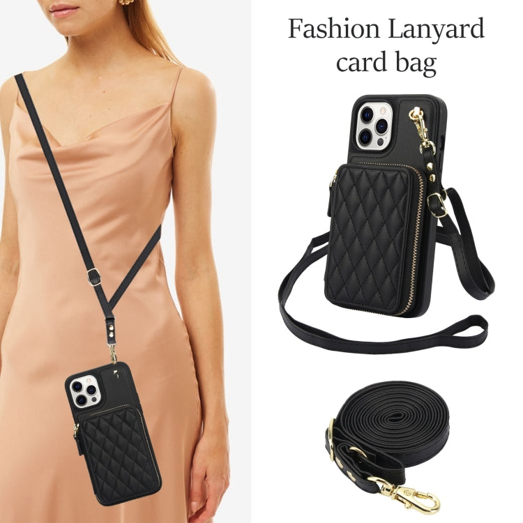 AwQuer Crossbody Zipper Wallet Rhombic Leather Back Phone Case